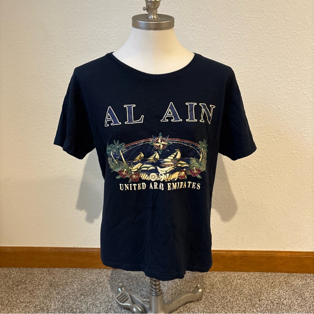 United Arb Emirates Al Ain Souvenir T-Shirt UAE Nautical Print Size‎ Large